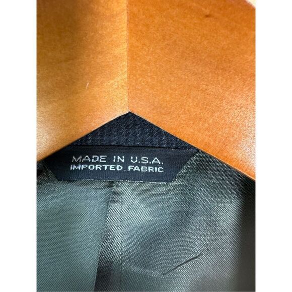 Chaps Ralph Lauren Vintage Men's Size 42 100% Virgin Wool Gray Striped Two Butto - Picture 2 of 16